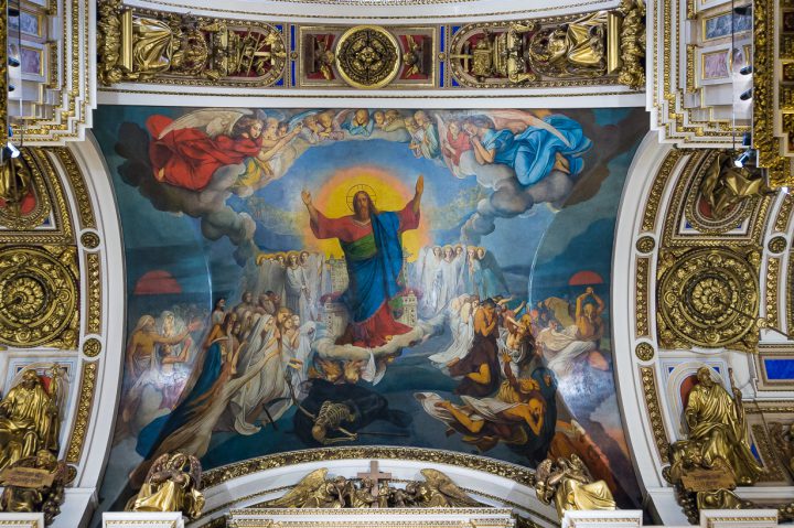 Pietarin Iisakinkirkon upeita kattomaalauksia